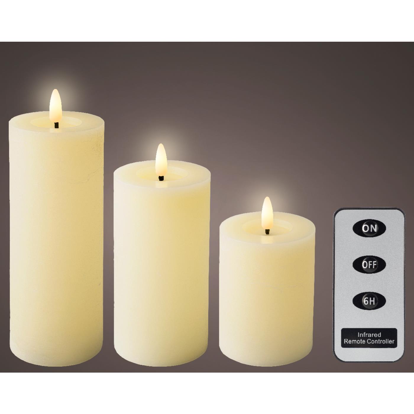 LED Kaarsenset wax 3-delig crème